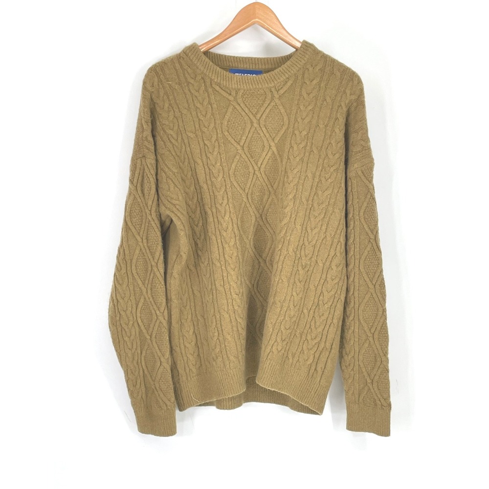 Aelfric Eden Womens Sweater Large Crewneck Olive Cable Knit Oversized Streetwear